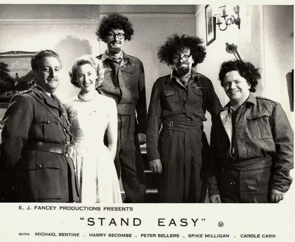 Peter Sellers, Michael Bentine, Carole Carr, Spike Milligan, and Harry Secombe in Down Among the Z Men (1952)