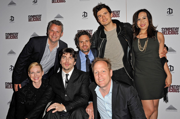  "Sympathy for Delicious"  NY Premiere (L-R) Laura Linney, Scott Prisand, Christopher Thornton, Mark Ruffalo, Matthew Weaver, Orlando Bloom, and Tonantzin Esparza attend the screening at Landmark's Sunshine Cinema on April 25, 2011 in New Yo