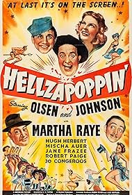 Hugh Herbert, Mischa Auer, Chic Johnson, Ole Olsen, and Martha Raye in Hellzapoppin' (1941)