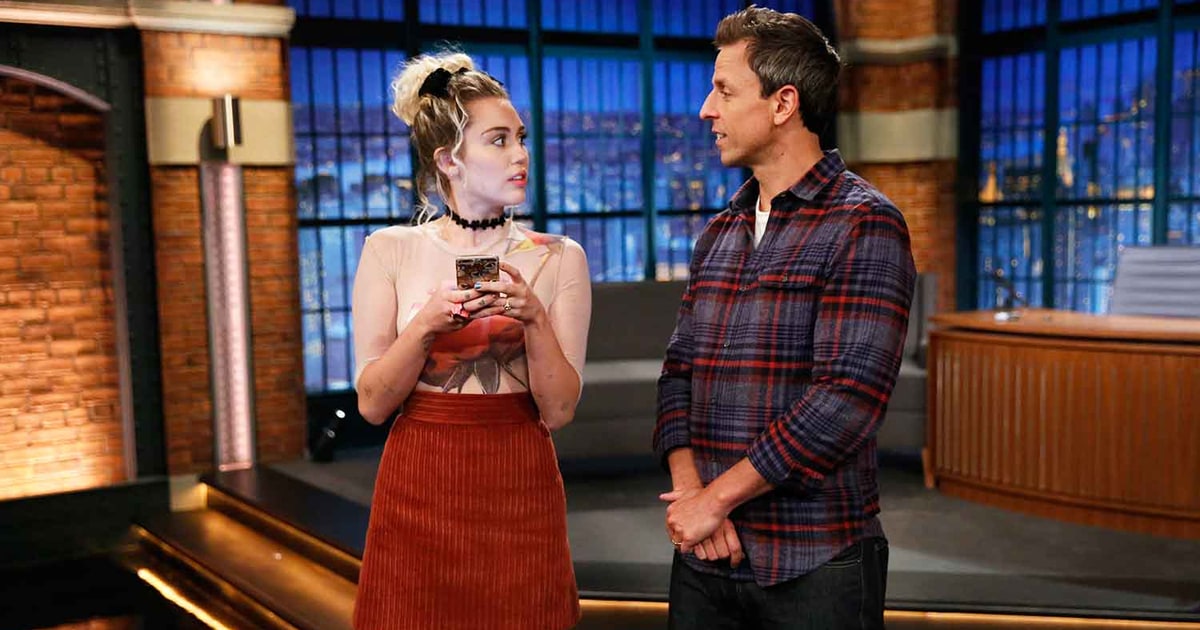 Seth Meyers and Miley Cyrus in Late Night with Seth Meyers (2014)