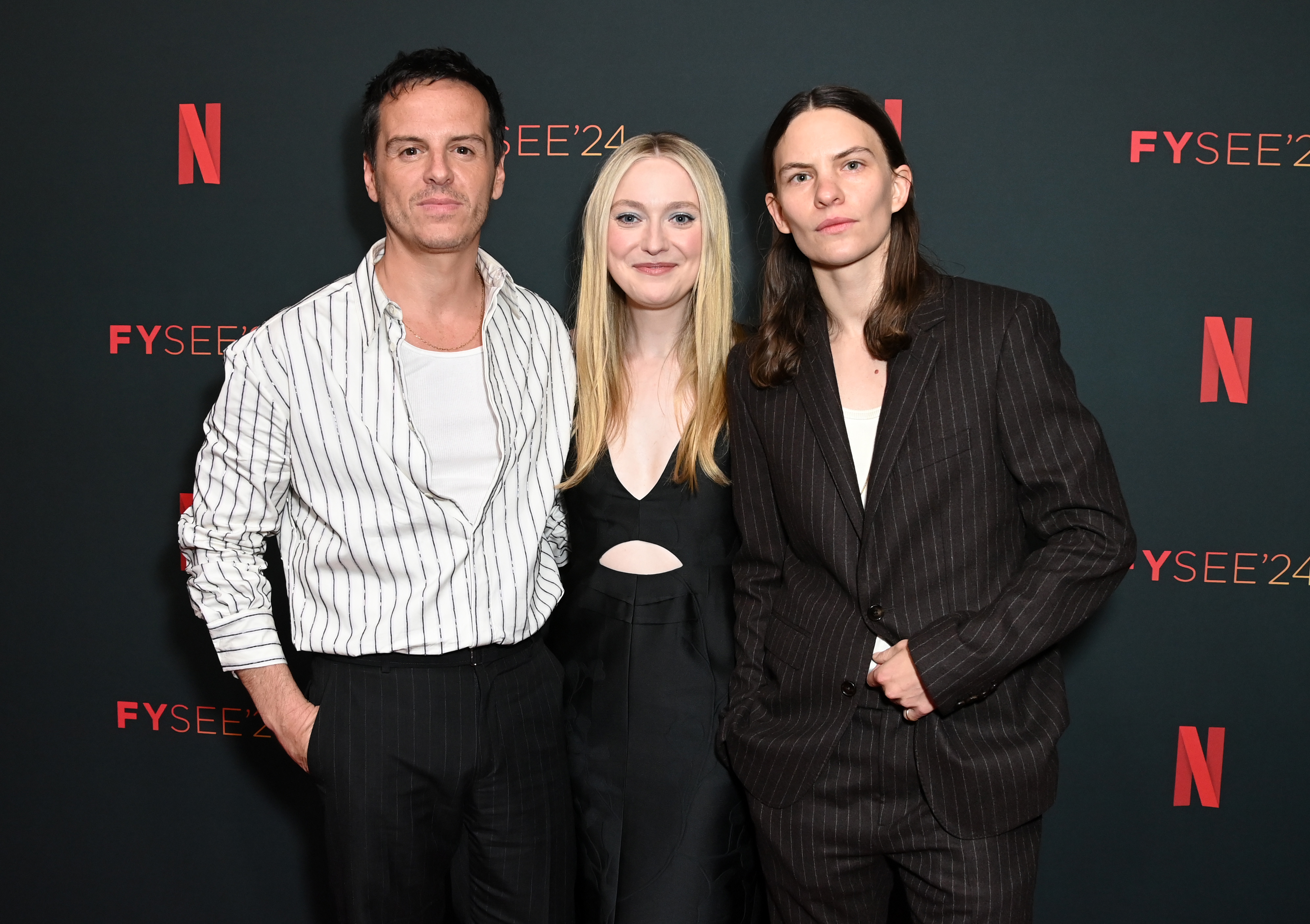 Dakota Fanning, Andrew Scott, and Eliot Sumner at an event for Ripley (2024)