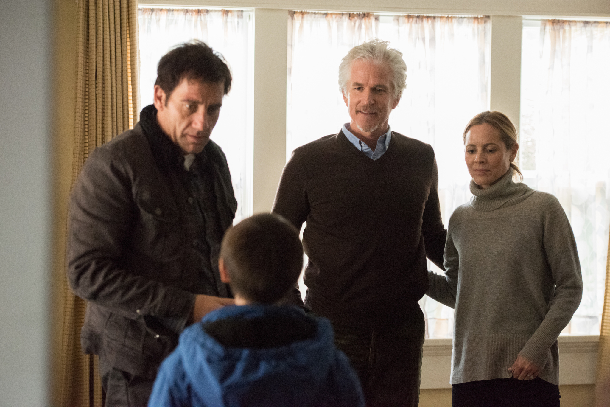 Matthew Modine, Maria Bello, Clive Owen, and Jaeden Martell in The Confirmation (2016)