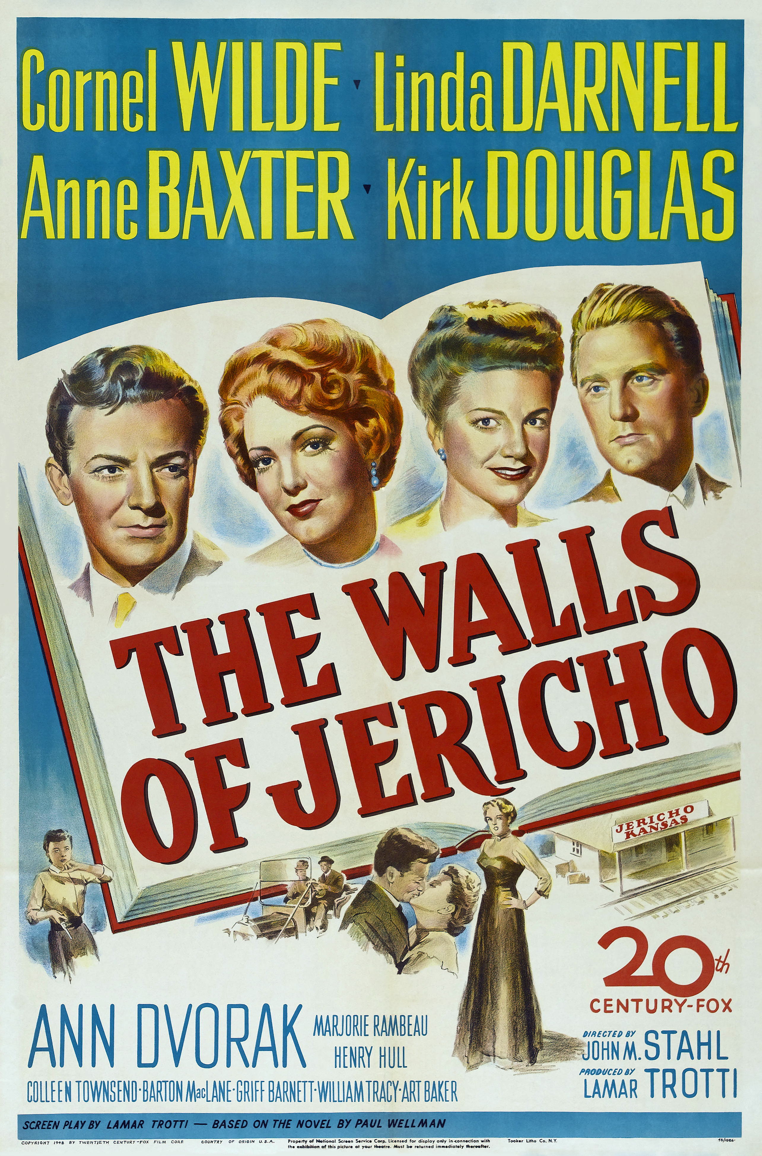 Kirk Douglas, Linda Darnell, and Cornel Wilde in The Walls of Jericho (1948)