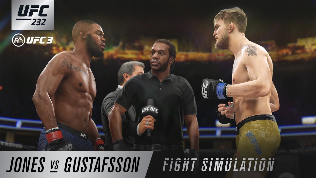 Bruce Buffer, Herb Dean, Jon Jones, and Alexander Gustafsson in EA Sports UFC 3 (2018)