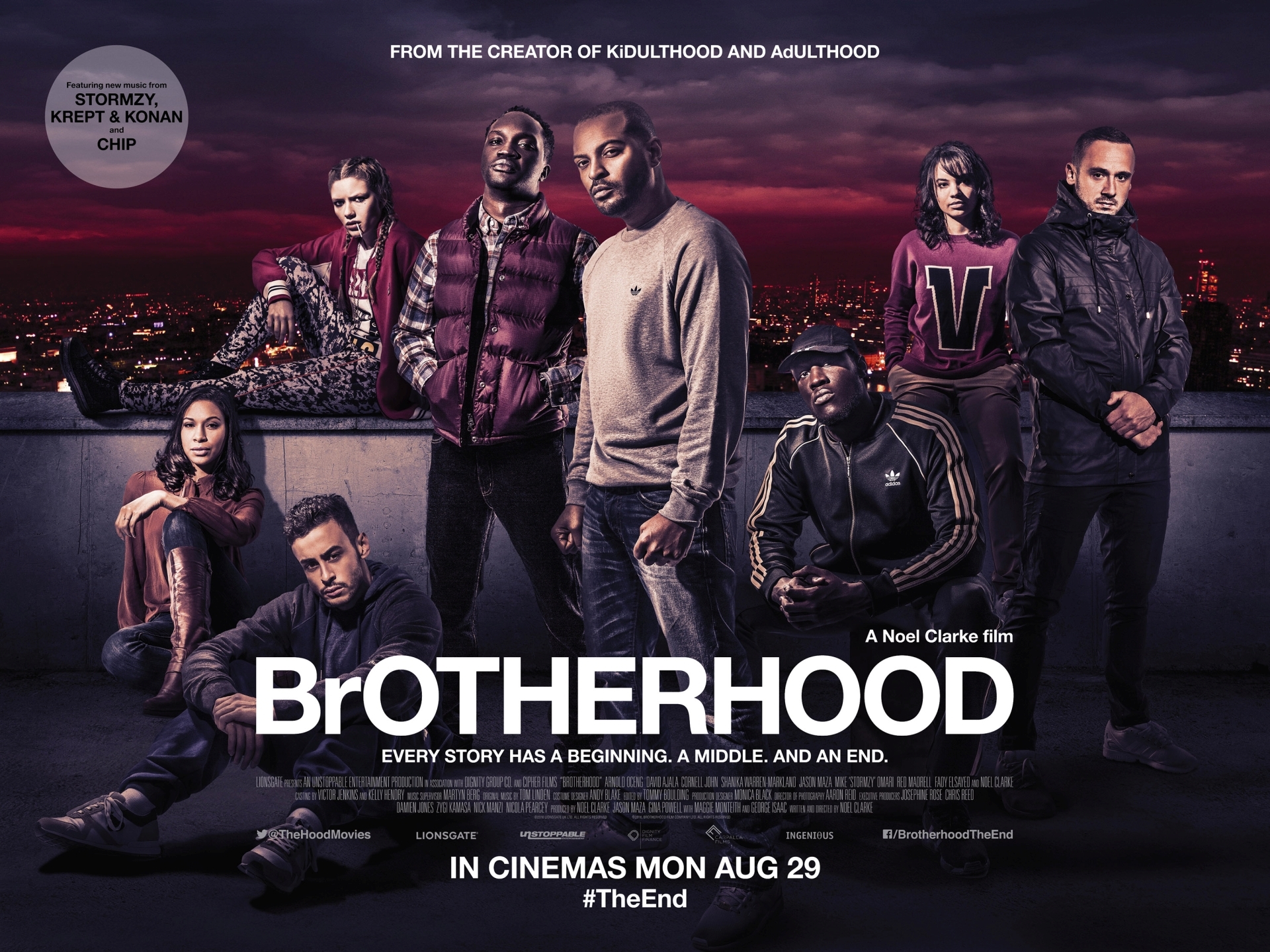 Noel Clarke, Arnold Oceng, Red Madrell, Shanika Warren-Markland, Jason Maza, Fady Elsayed, and Stormzy in Brotherhood (2016)