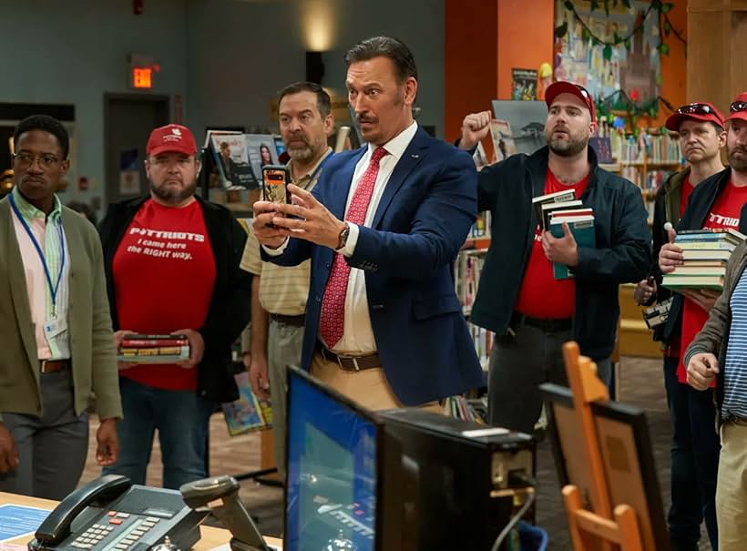 Paul Braunstein, Steve Valentine, and Chris Sandiford in Shelved (2023)