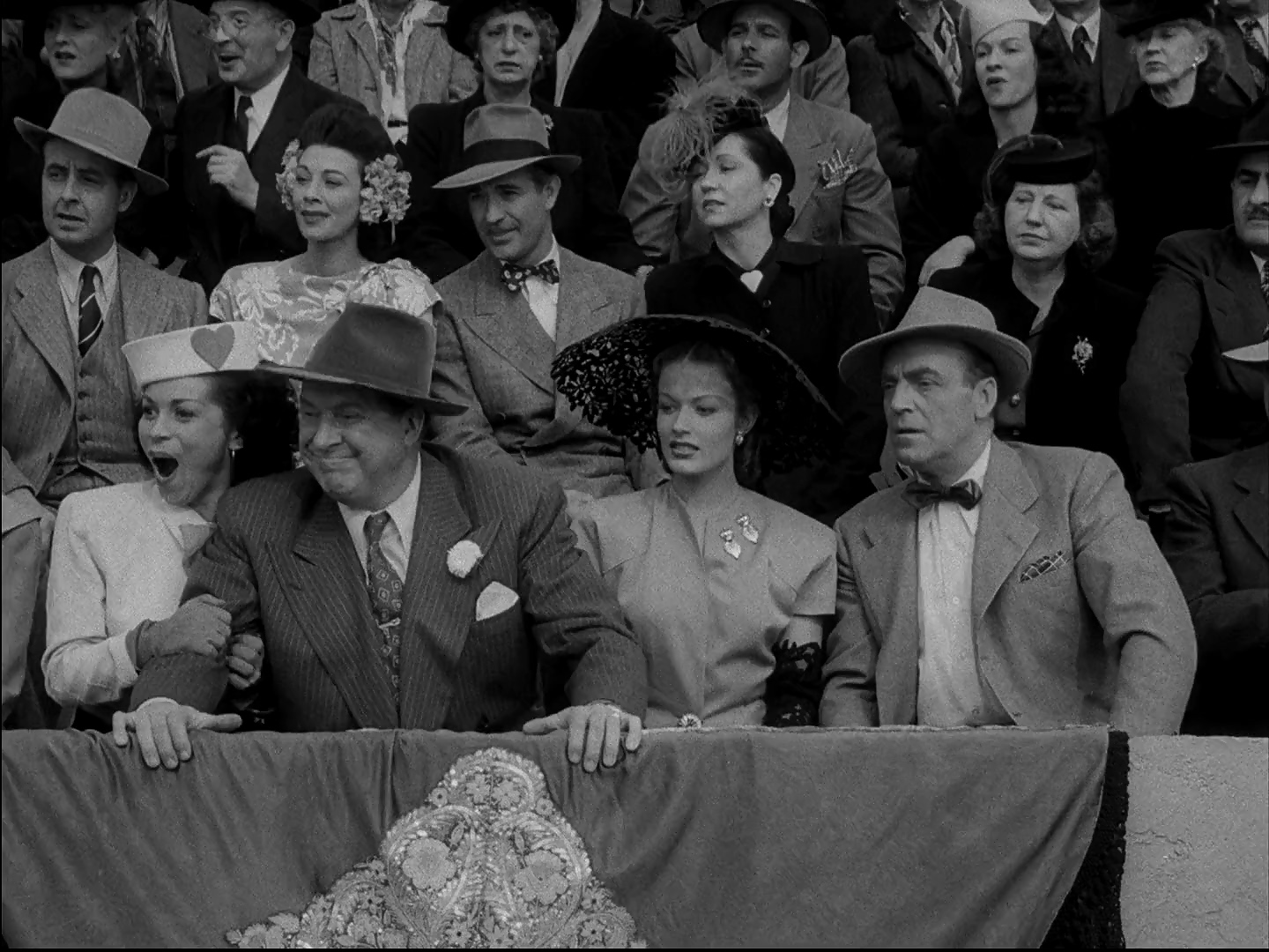 Diosa Costello, Richard Lane, Ralph Sanford, and Margo Woode in The Bullfighters (1945)