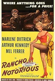 Marlene Dietrich, Mel Ferrer, and Arthur Kennedy in Rancho Notorious (1952)