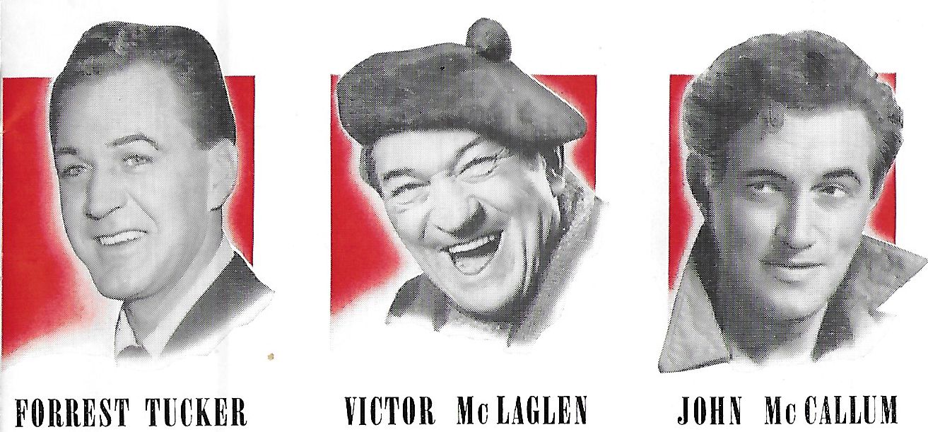 John McCallum, Victor McLaglen, and Forrest Tucker in Trouble in the Glen (1954)