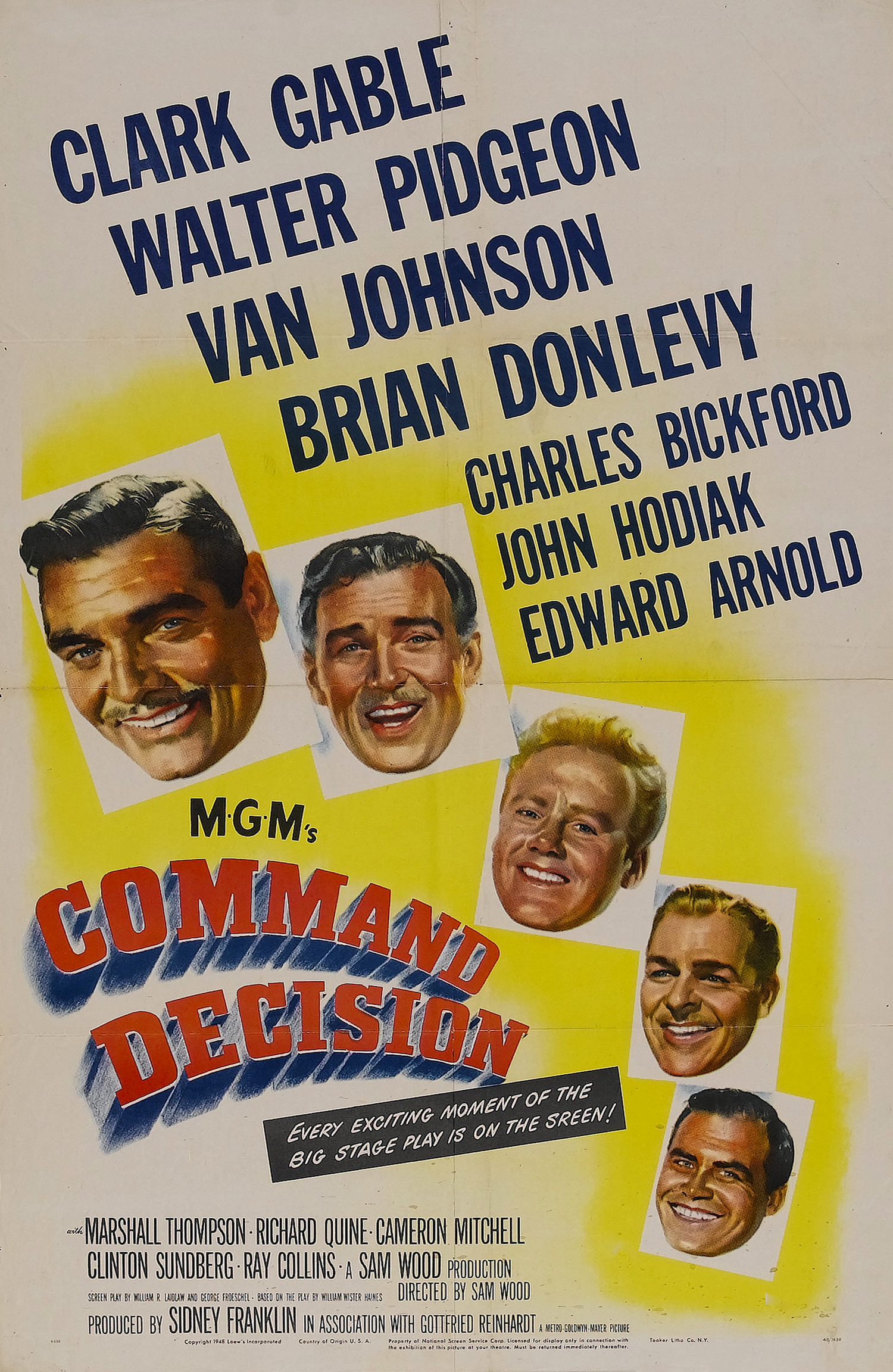 Clark Gable, Brian Donlevy, Van Johnson, John Hodiak, and Walter Pidgeon in Command Decision (1948)