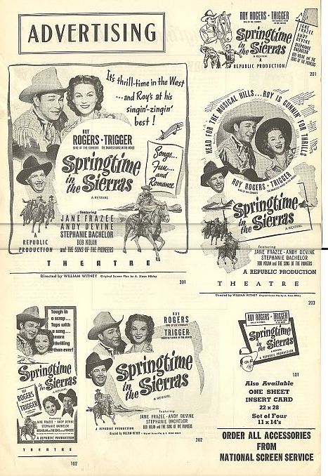 Roy Rogers, Stephanie Bachelor, Andy Devine, Jane Frazee, and Trigger in Springtime in the Sierras (1947)