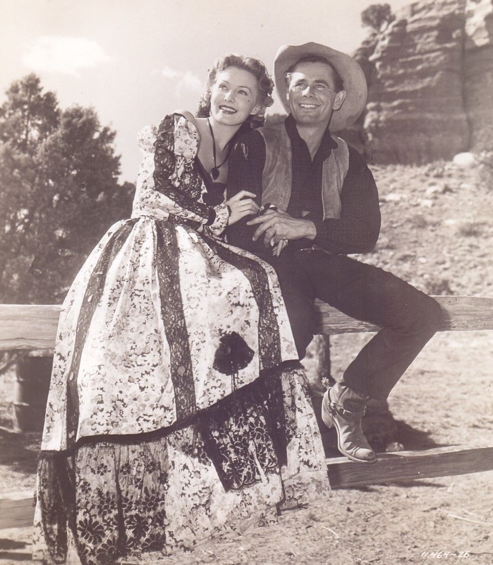 Glenn Ford and Rhonda Fleming in The Redhead and the Cowboy (1951)