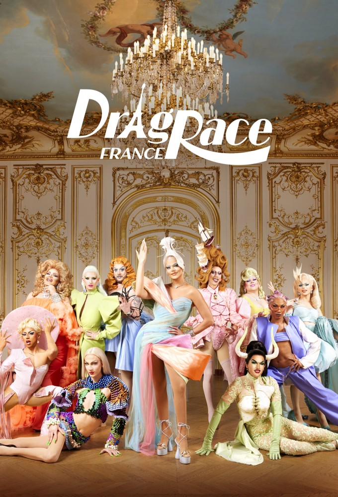 Nicky Doll, Maëva Trioux, Yannick Martin Androf, Cedric Moustin, Élie Méchain, Kam Hugh, Loïc Assemat, La Kahena, Sébastien Ducellier, Hugo Bardin, and Esteban Inzua in Drag Race France (2022)