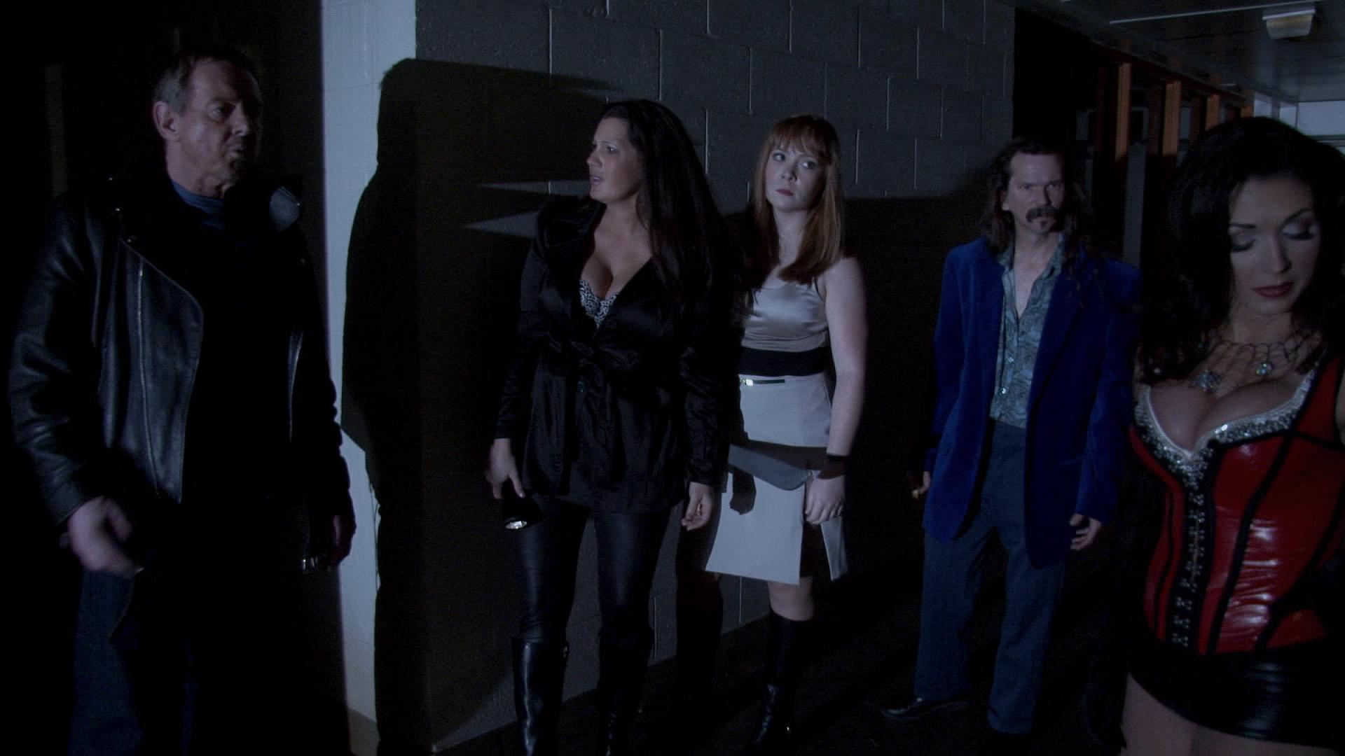 Roddy Piper, Shannon M. Hart, Taya Parker, Adrienne Fischer, and Andrew Clovis in Pro Wrestlers vs Zombies (2014)