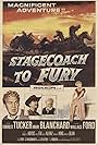 Mari Blanchard, Wallace Ford, Wright King, and Forrest Tucker in Stagecoach to Fury (1956)