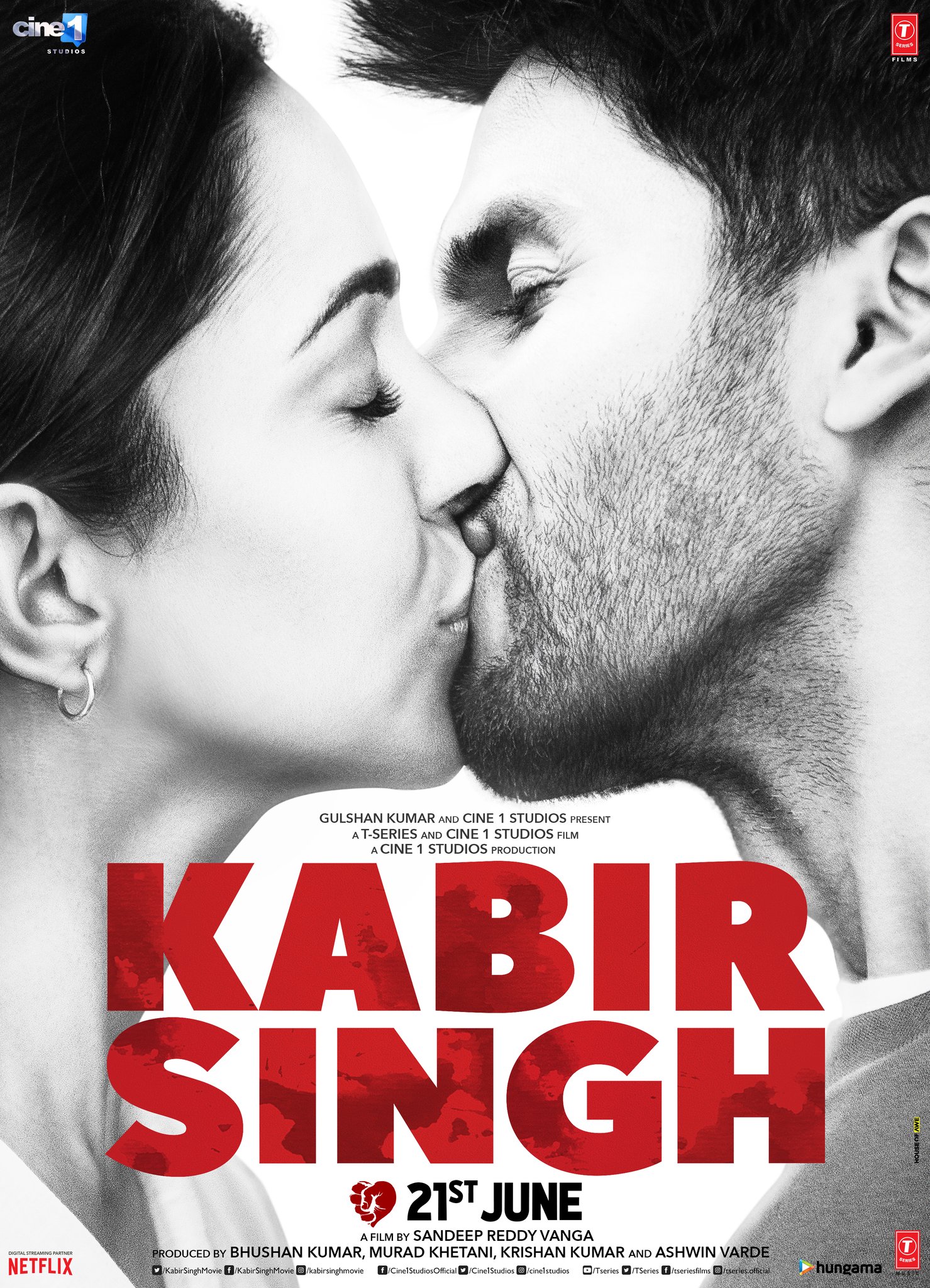 Shahid Kapoor and Kiara Advani in Kabir Singh (2019)