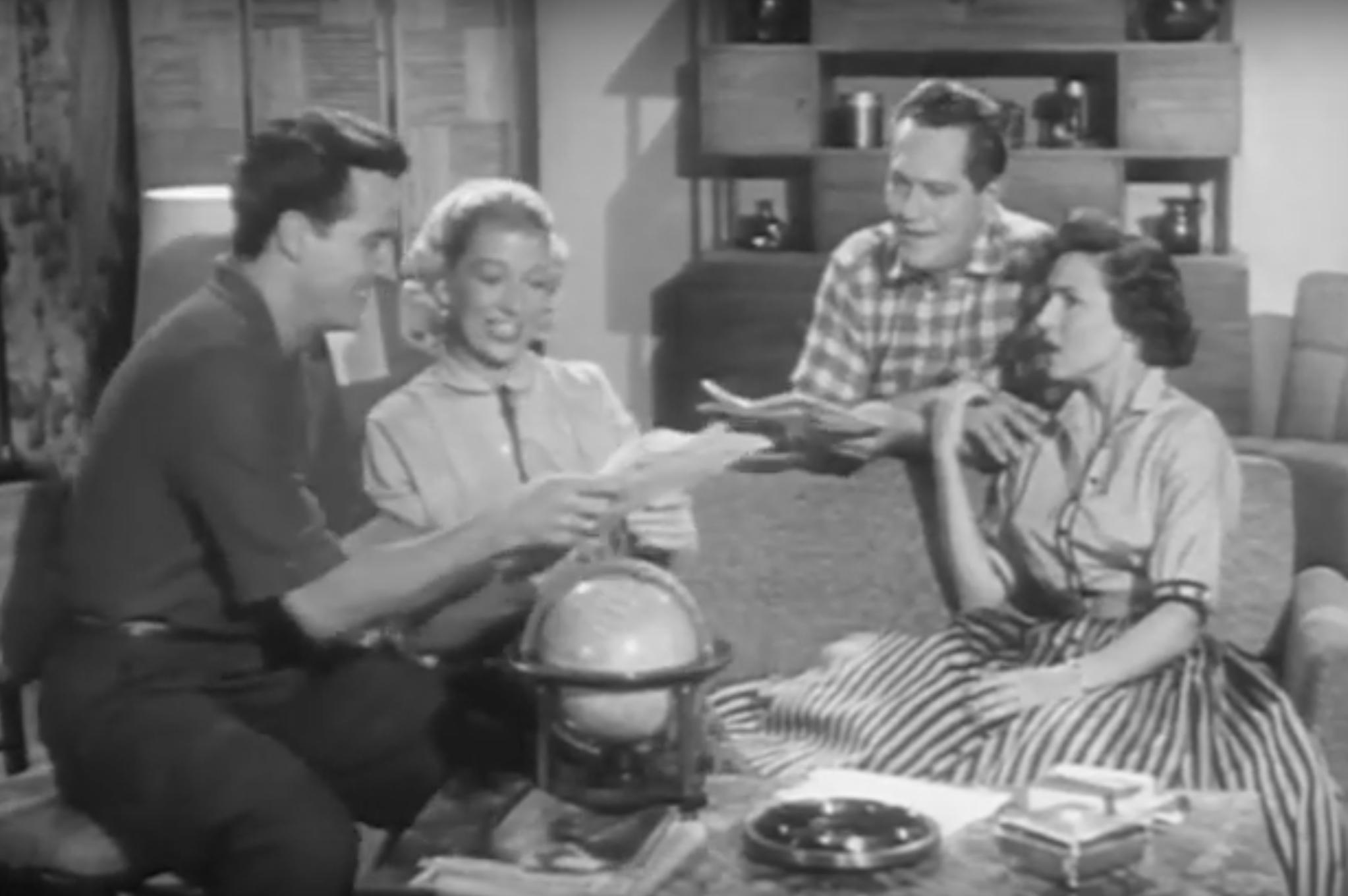 Joe Cranston, Del Moore, Betty White, and Peggy Sell in Life with Elizabeth (1952)