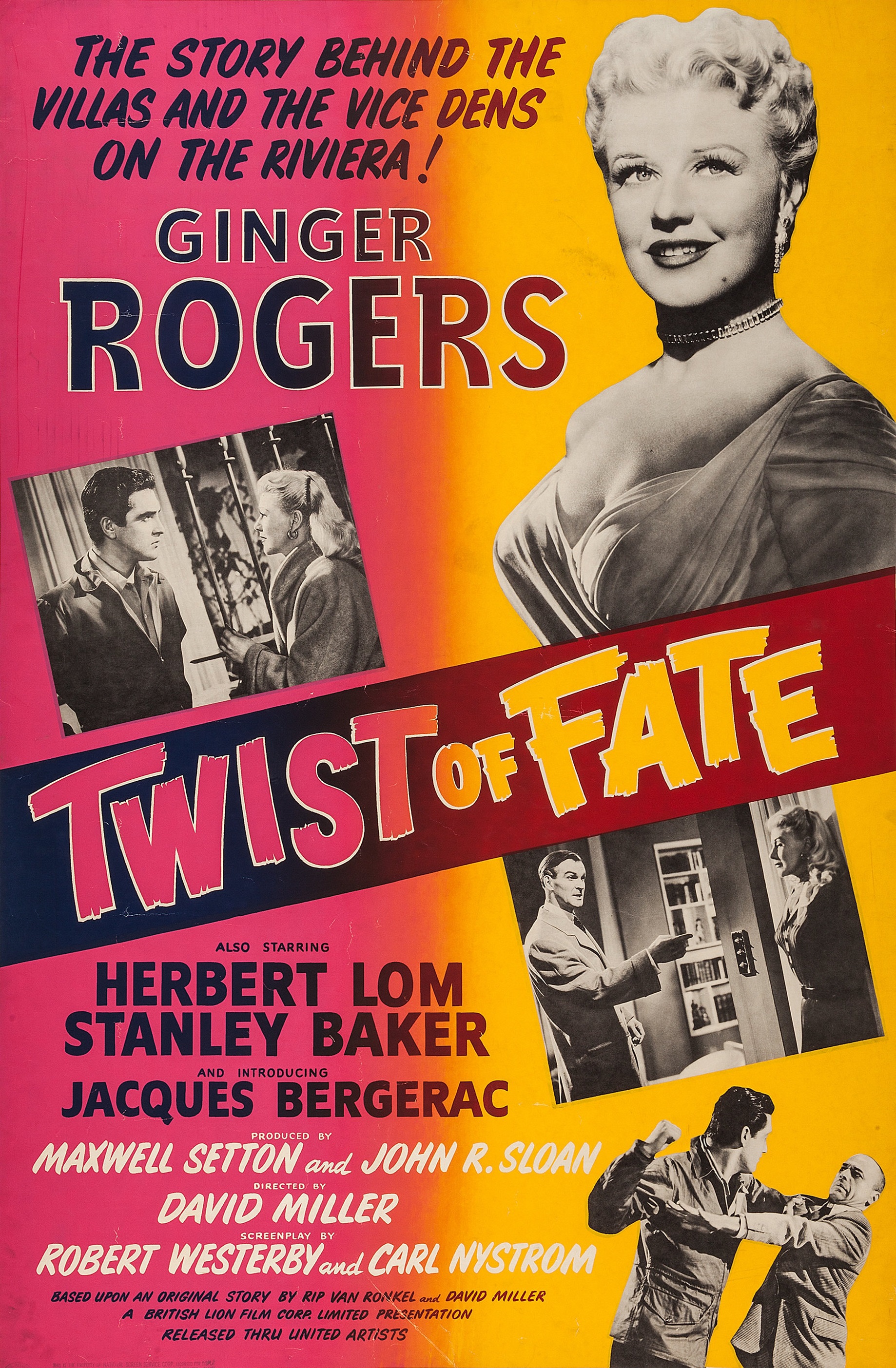 Ginger Rogers, Herbert Lom, and Stanley Baker in Twist of Fate (1954)