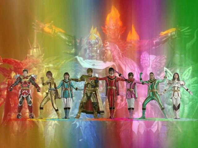 Tsutomu Isobe, Yuki Ito, Asami Kai, Yosuke Ichikawa, Hiroya Matsumoto, Ayumi Beppu, Azusa Watanabe, and Atsushi Hashimoto in Mahou Sentai Magiranger (2005)