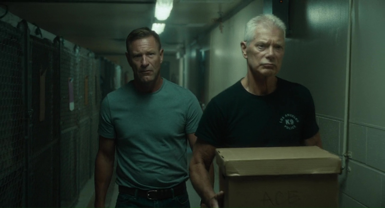 Aaron Eckhart and Stephen Lang in Muzzle (2023)