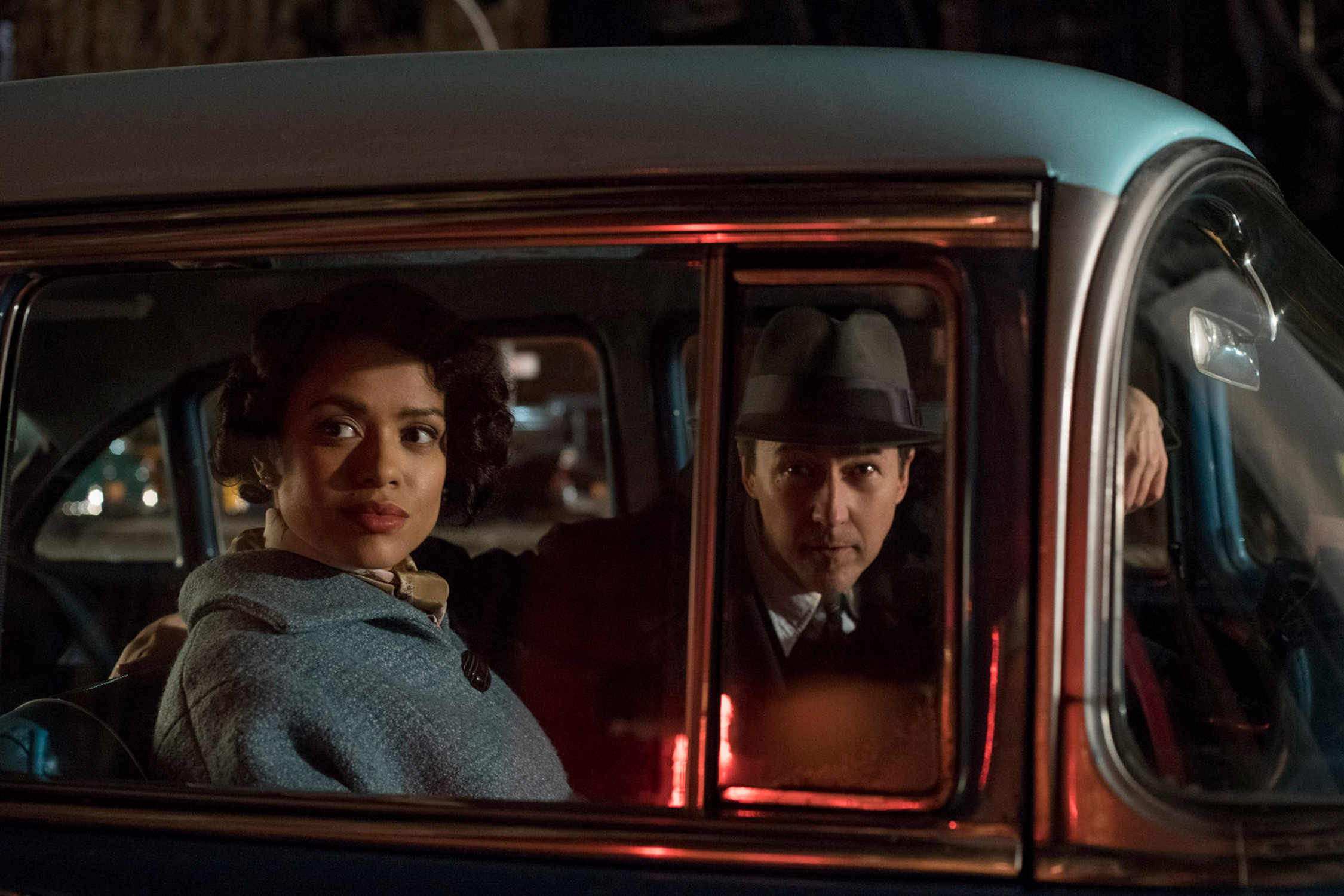 Edward Norton and Gugu Mbatha-Raw in Motherless Brooklyn (2019)