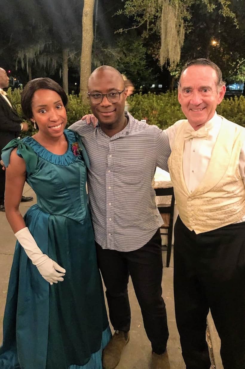 Andrea Laing, director Barry Jenkins, and Charles Green. On set for The Underground Railroad, "South Carolina" episode.