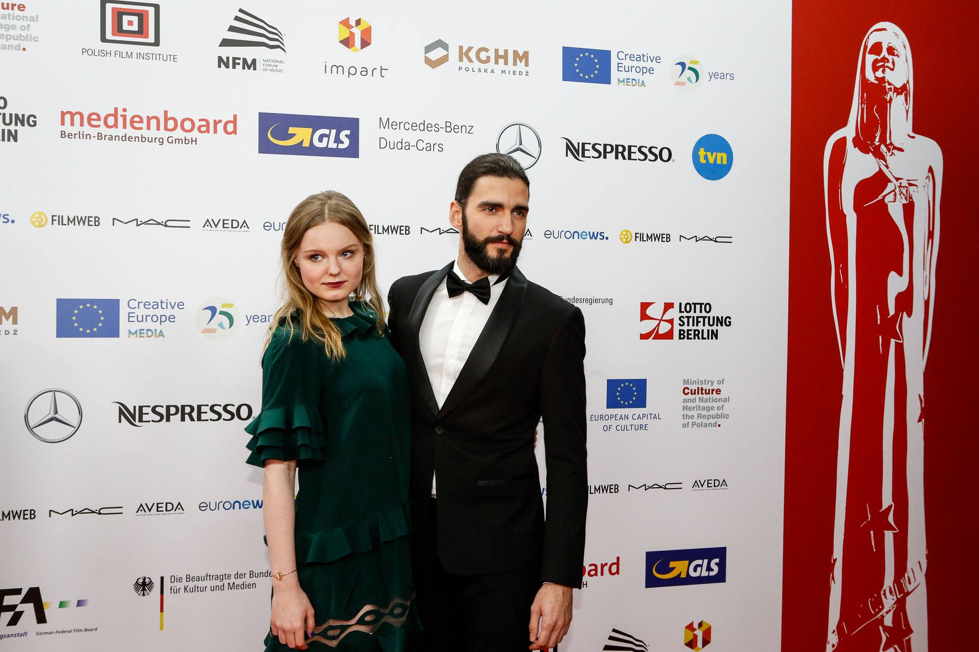 Maria Dragus and Dejan Bucin at the European Film Award 2016 in Wroclaw, Poland