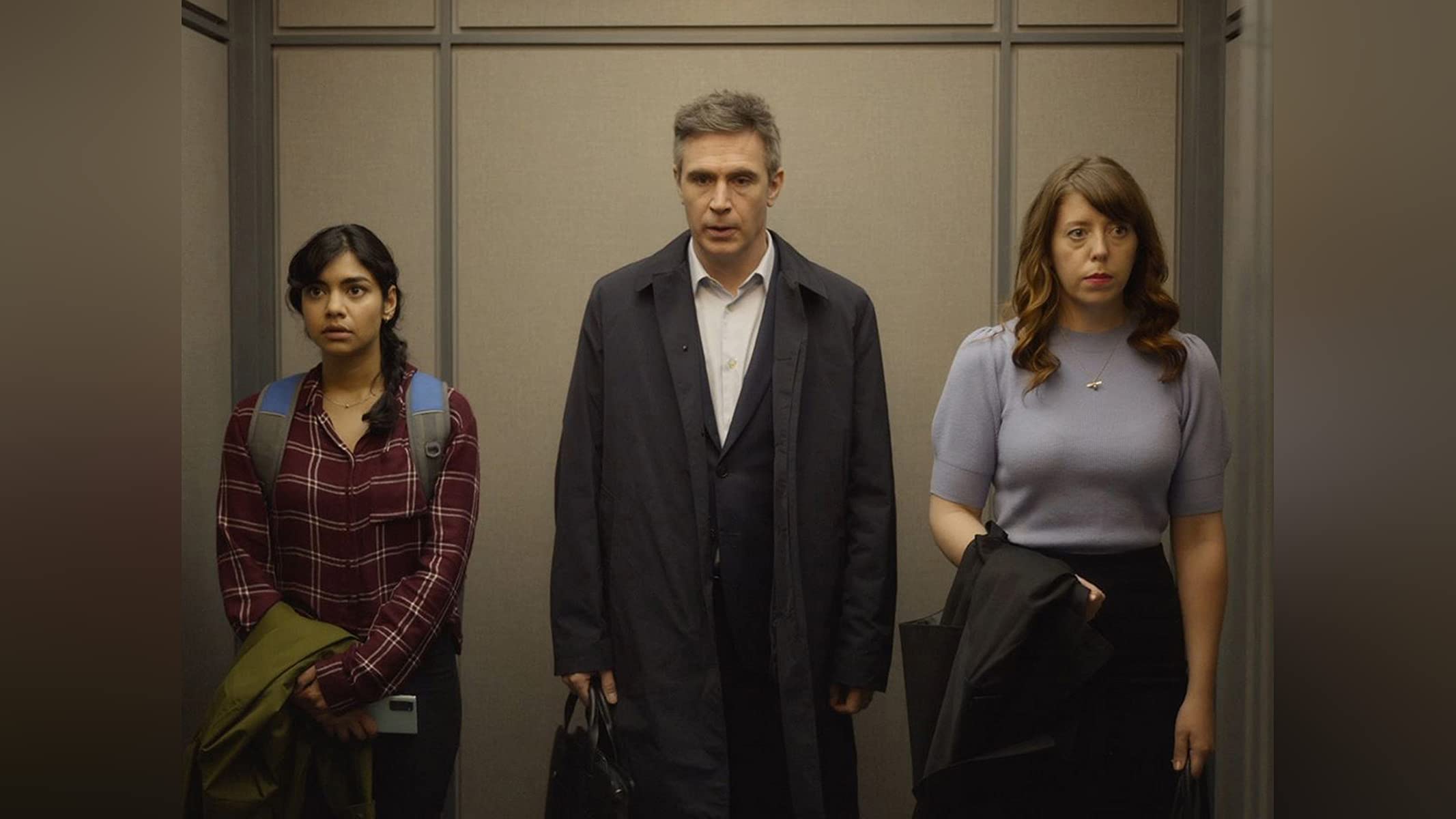 Jack Davenport, Rebecca Humphries, and Hiftu Quasem in Ten Percent (2022)