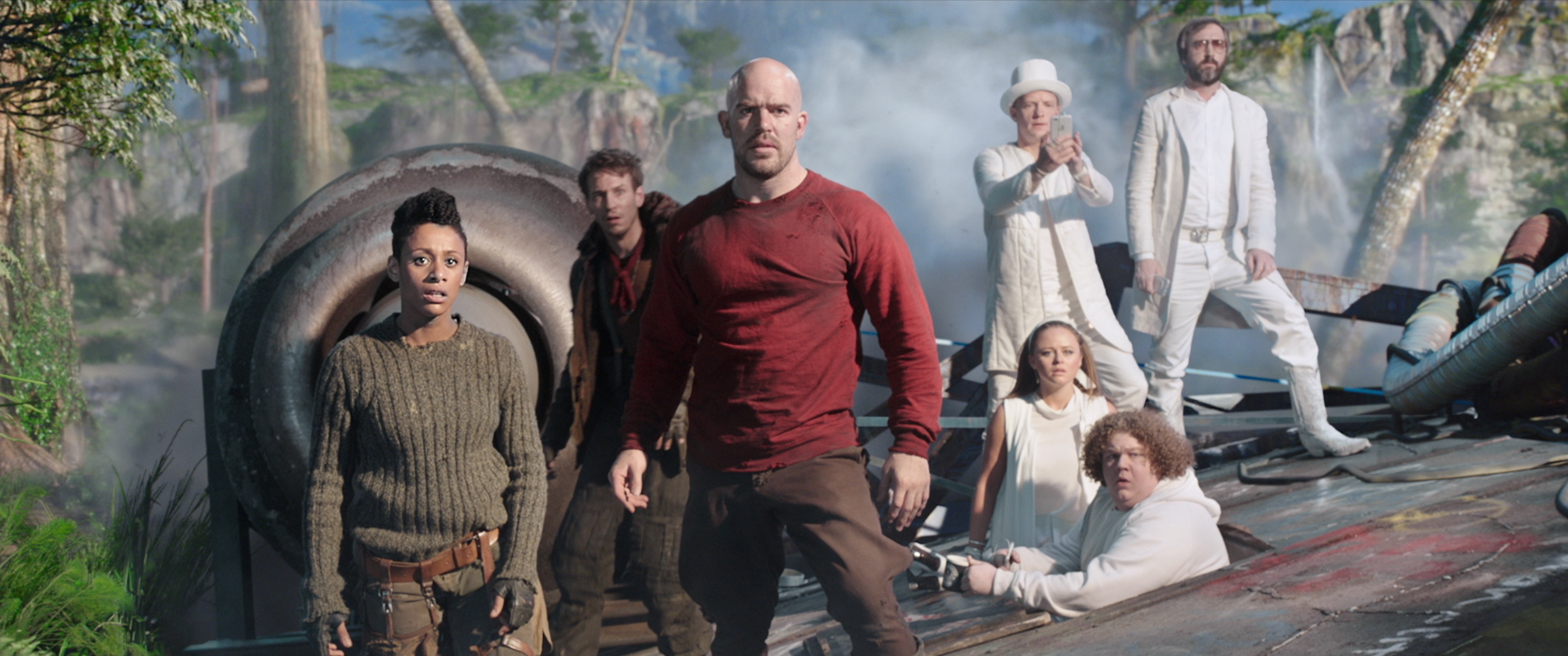 Vladimir Burlakov, Tom Green, Martin Swabey, Emily Atack, Edward Judge, Lara Rossi, and Kit Dale in Iron Sky: The Coming Race (2019)