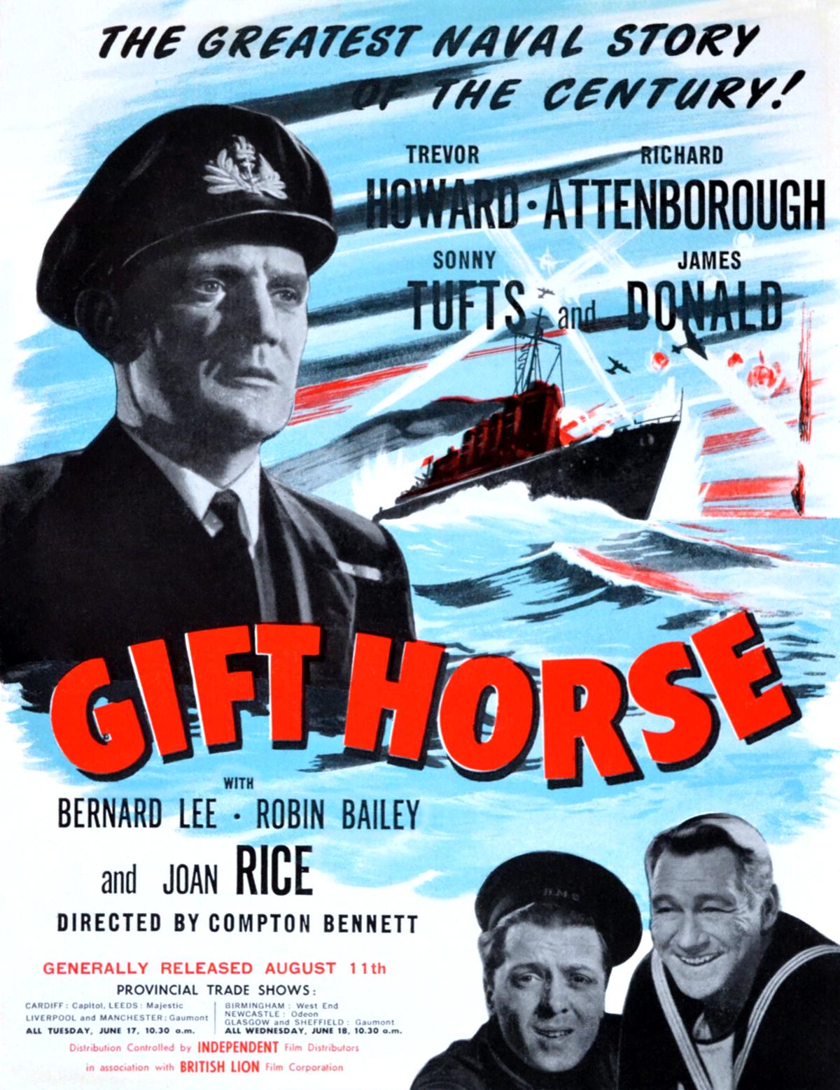 Richard Attenborough, Trevor Howard, and Sonny Tufts in Glory at Sea (1952)