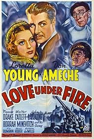 Don Ameche, John Carradine, Walter Catlett, and Loretta Young in Love Under Fire (1937)