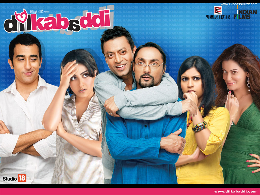 Rahul Bose, Irrfan Khan, Rahul Khanna, Payal Rohatgi, Konkona Sen Sharma, and Soha Ali Khan in Dil Kabaddi (2008)