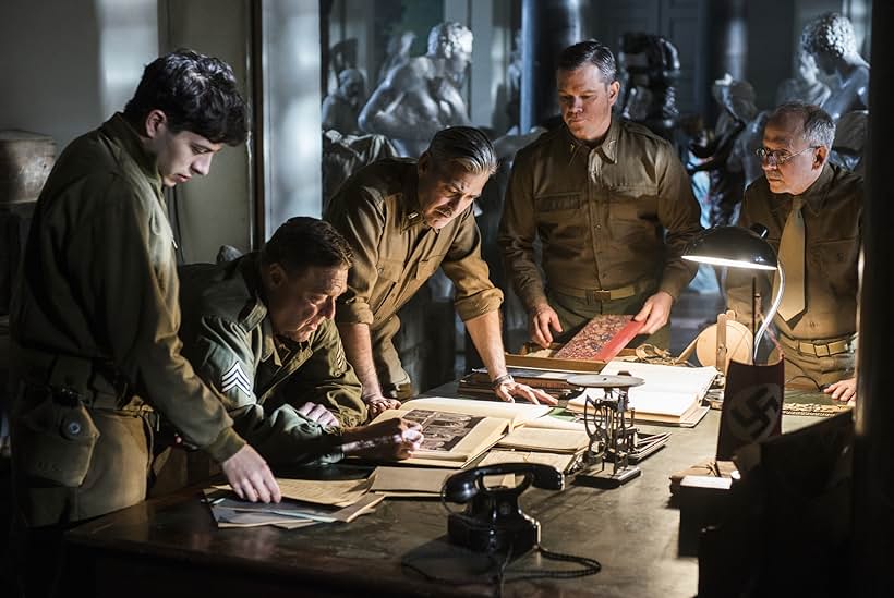 George Clooney, Matt Damon, John Goodman, Bob Balaban, and Sam Epstein in The Monuments Men (2014)