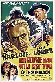 Peter Lorre, Boris Karloff, Jeff Donnell, and Larry Parks in The Boogie Man Will Get You (1942)