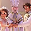 Alan Dale, Mandy Moore, and Zachary Levi in Tangled Ever After (2012)