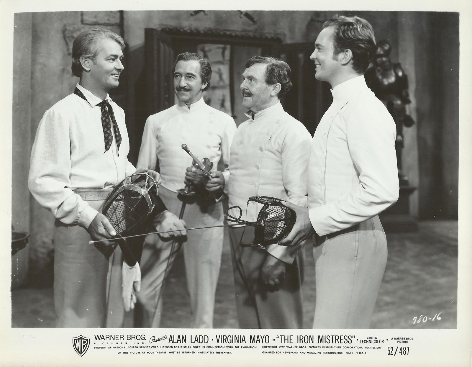 Alan Ladd, Fred Cavens, and Douglas Dick in The Iron Mistress (1952)