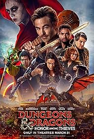 Hugh Grant, Michelle Rodriguez, Chris Pine, Daisy Head, Regé-Jean Page, Sophia Lillis, and Justice Smith in Dungeons & Dragons: Honor Among Thieves (2023)