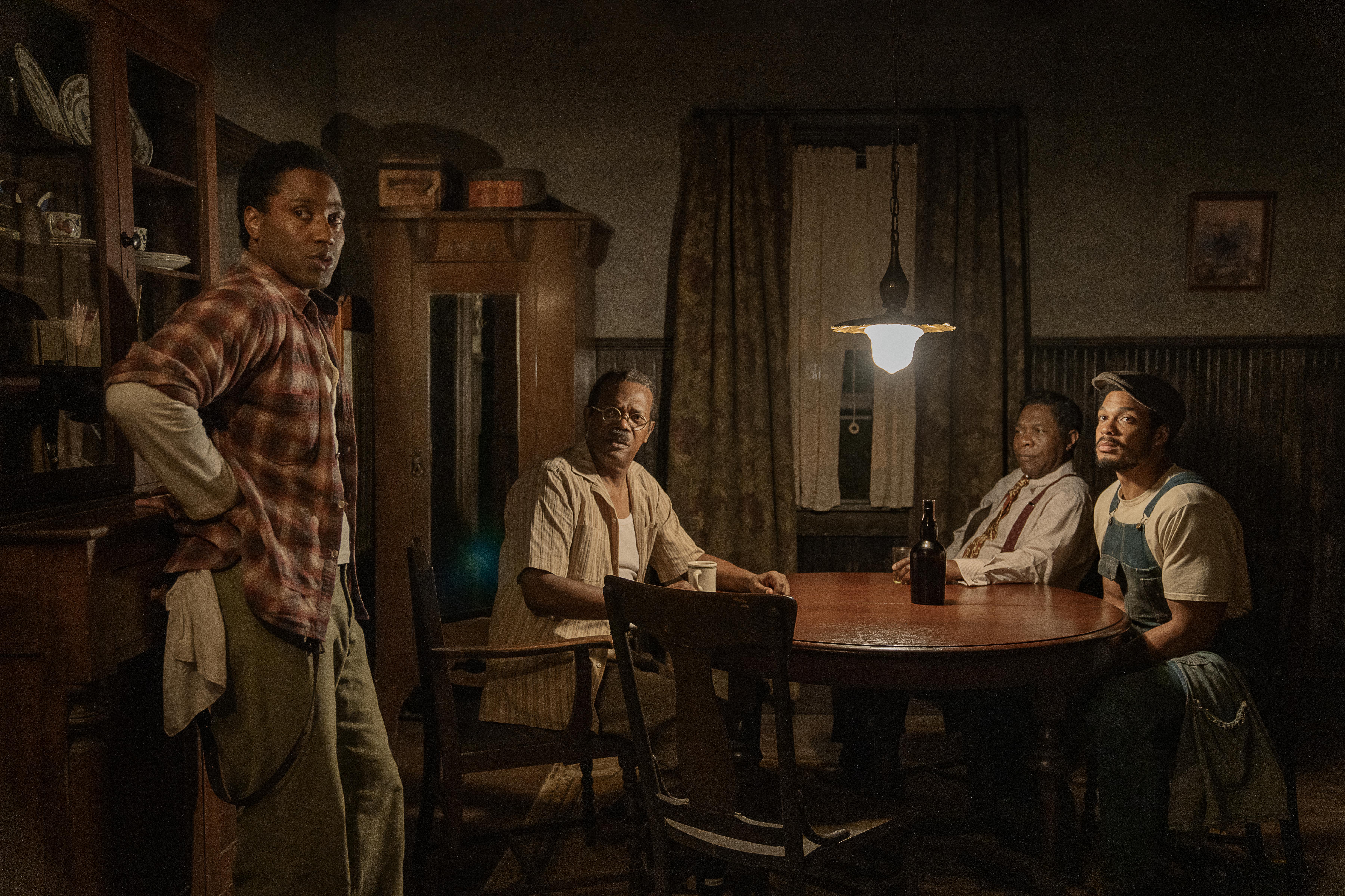 Samuel L. Jackson, David Lee, Michael Potts, John David Washington, and Ray Fisher in The Piano Lesson (2024)