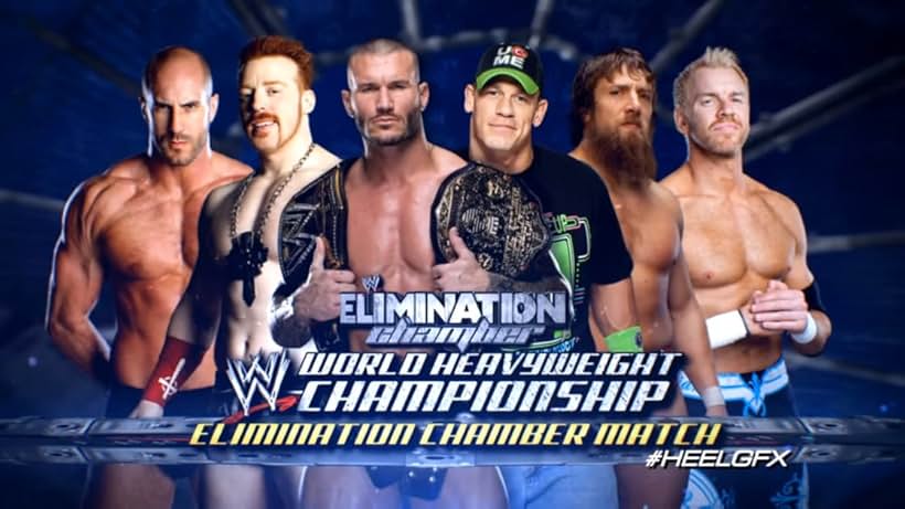 Jay Reso, John Cena, Randy Orton, Bryan Danielson, Claudio Castagnoli, and Stephen Farrelly in WWE Elimination Chamber (2014)