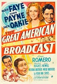 Cesar Romero, Alice Faye, Jack Oakie, John Payne, and The Ink Spots in The Great American Broadcast (1941)