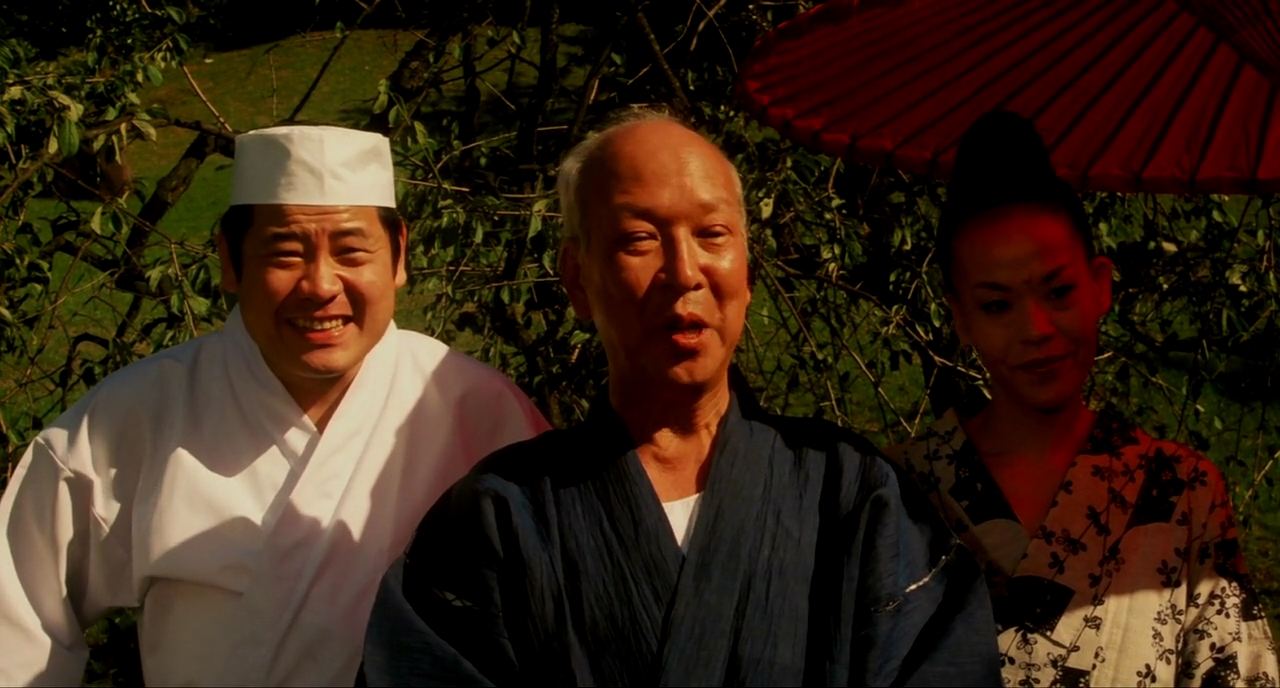 Hideji Ôtaki, Kinzô Sakura, and Setsuko Shinoi in Tampopo (1985)