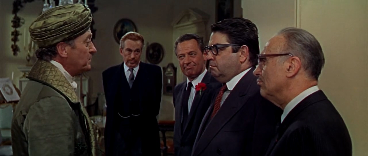 William Holden, David Niven, Charles Boyer, John Huston, and Kurt Kasznar in Casino Royale (1967)