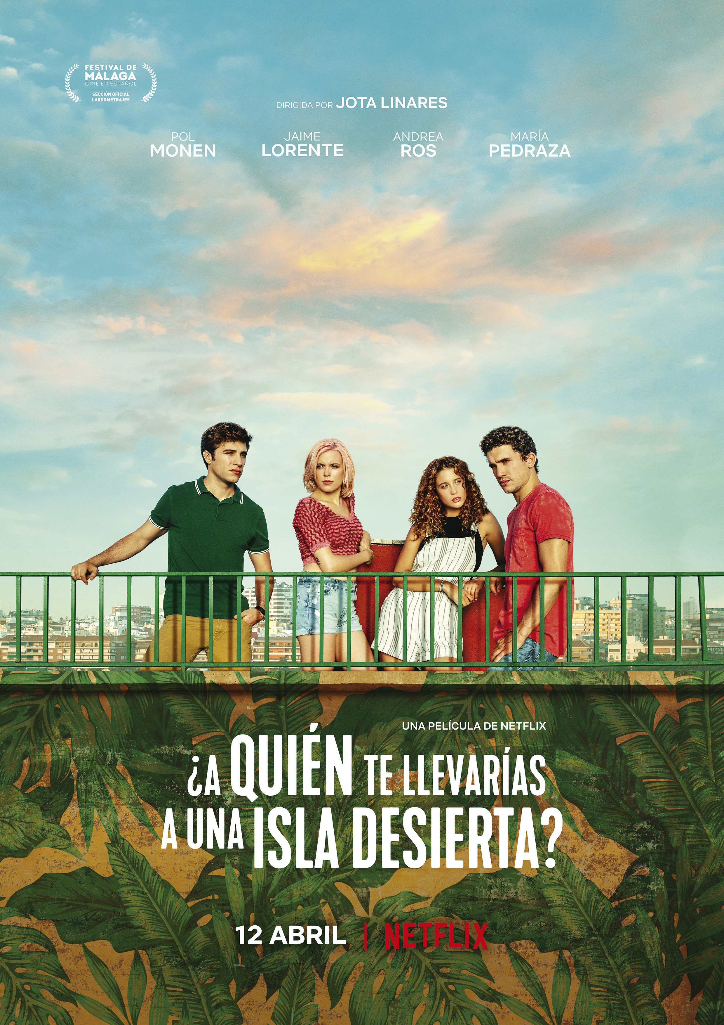 Andrea Ros, Pol Monen, Jaime Lorente, and María Pedraza in Who Would You Take to a Deserted Island? (2019)