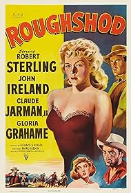 Gloria Grahame, Jeff Donnell, John Ireland, and Robert Sterling in Roughshod (1949)