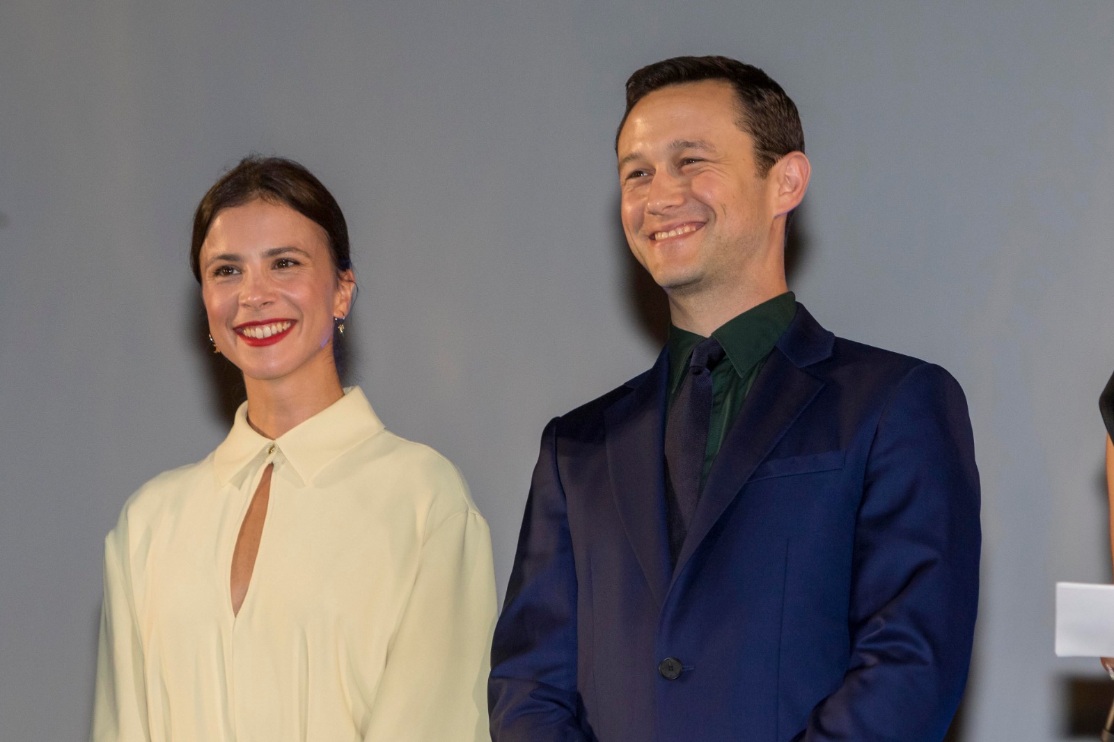 Aylin Tezel and Joseph Gordon-Levitt at the premiere of their film 7500 at Locarno Film Festival