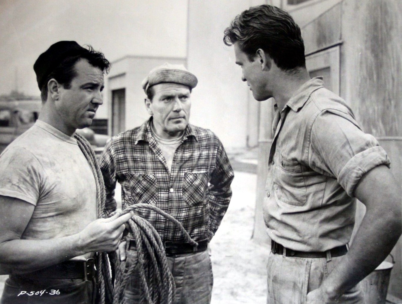 Steve Brodie, John Ericson, and Charles McGraw in The Cruel Tower (1956)