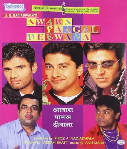 Aftab Shivdasani, Akshay Kumar, Johny Lever, Paresh Rawal, Suniel Shetty, and Amrita Arora in Awara Paagal Deewana (2002)