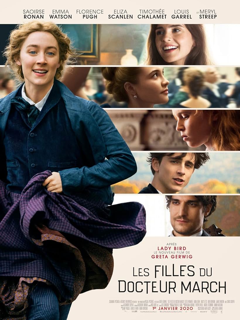 Louis Garrel, Emma Watson, Saoirse Ronan, Timothée Chalamet, Florence Pugh, and Eliza Scanlen in Little Women (2019)