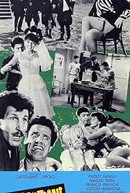 Dominique Boschero, Lando Buzzanca, Carlo Croccolo, Franco Franchi, Enzo Garinei, Ciccio Ingrassia, Alfredo Landa, Margaret Lee, Magali Noël, and Paolo Panelli in I marziani hanno 12 mani (1964)