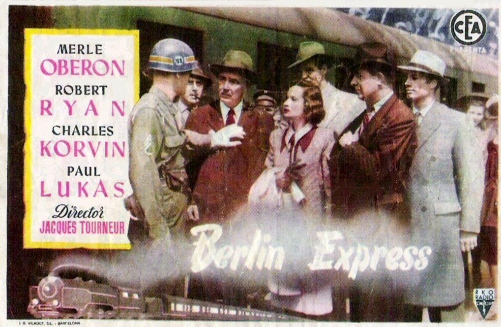 Charles Korvin, Paul Lukas, Merle Oberon, and Robert Ryan in Berlin Express (1948)